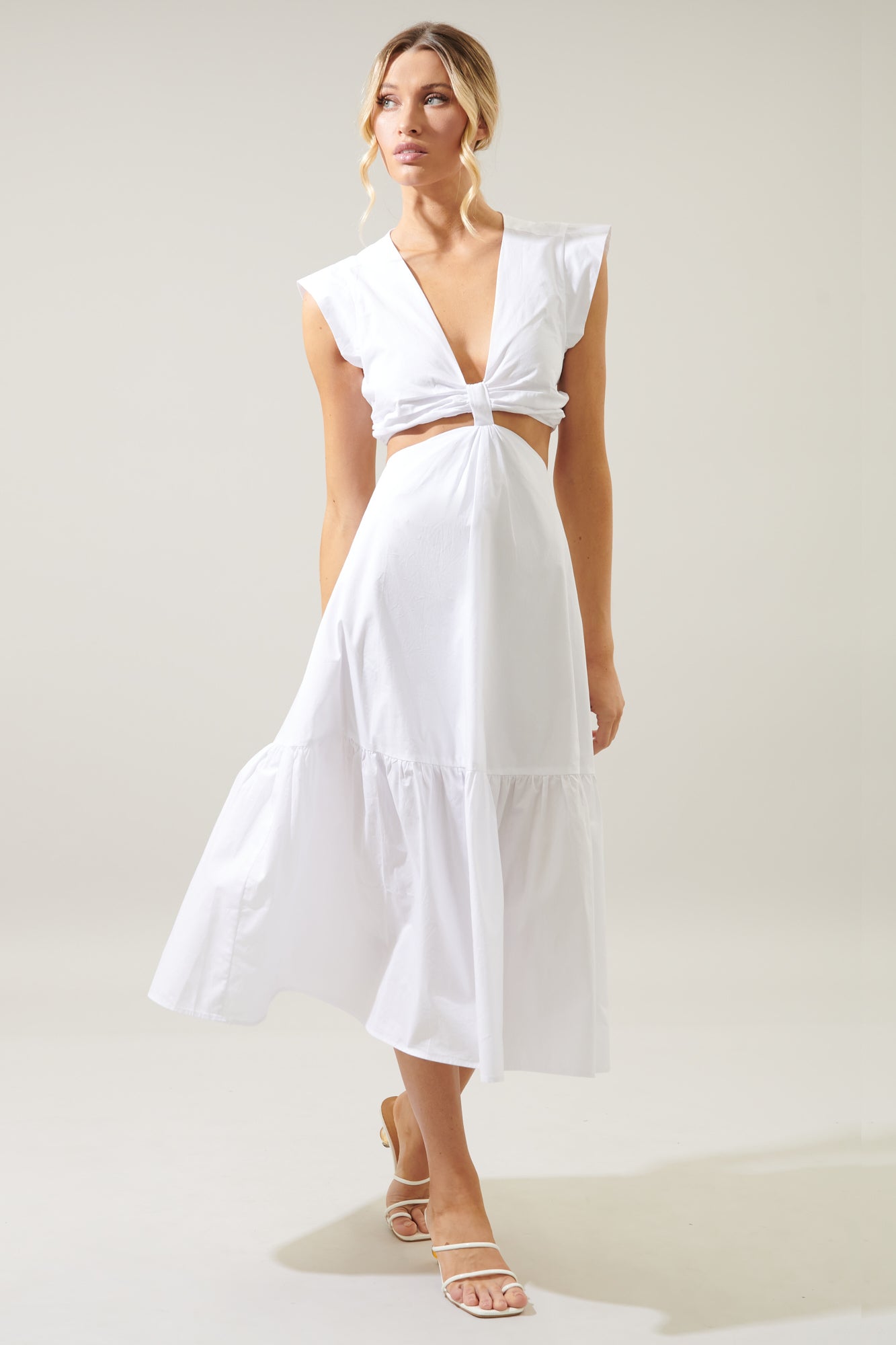 poplin cut out dress Cotton Poplin Cut-Out Midi Dress