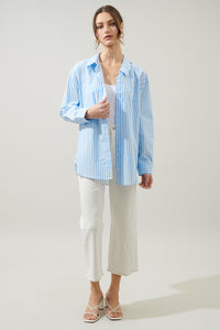 Dream State Oversized Striped Button Down Shirt