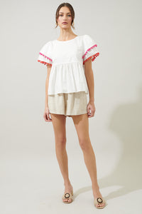 Milagro Babydoll Pom Pom Blouse