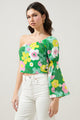 Wrenly Floral Cool It One Shoulder Bell Sleeve Top
