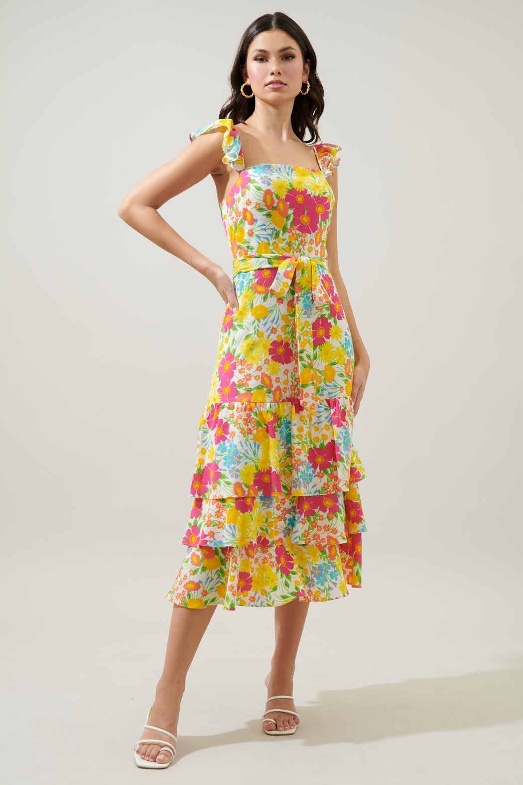 Oasis Floral Guayana Ruffle Tiered Midi Dress Oasis Floral Guayana Ruffle Tiered Midi Dress