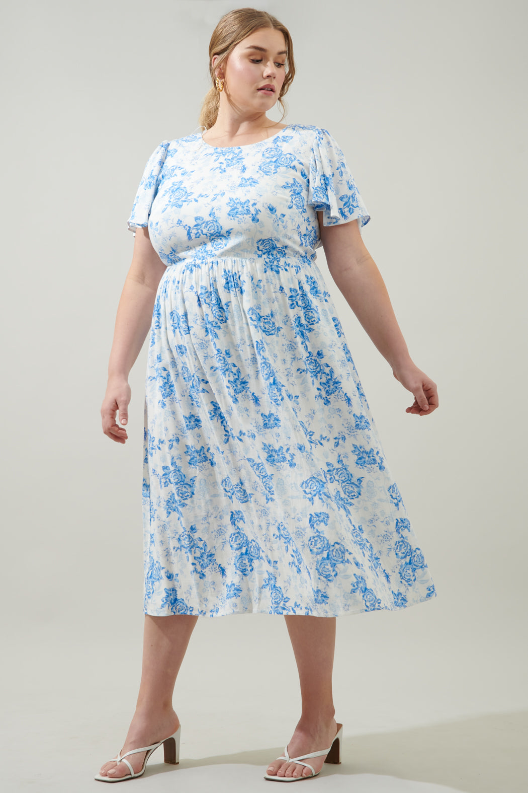 french midi dresses Teana French Floral Wrap Midi Dress in Tencel Blend M
