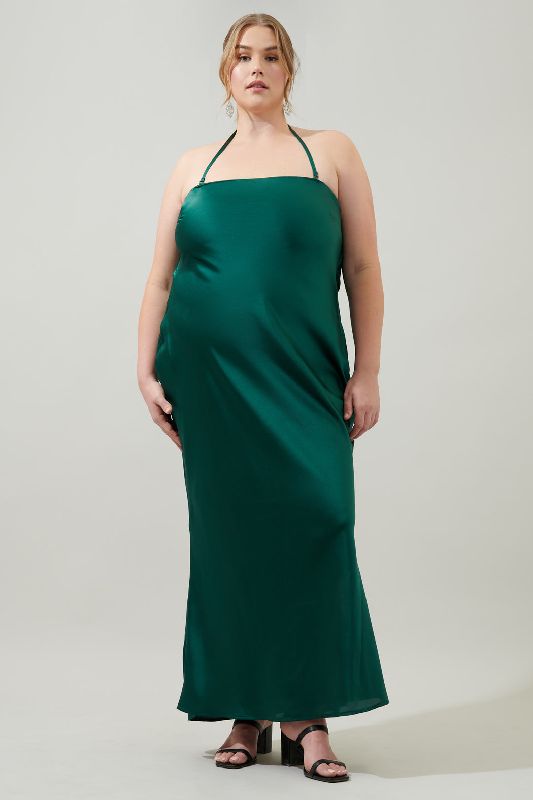 Infinite Strapless Open Back Satin Convertible Maxi Dress Curve TAUPE / 3X by Sugarlips Infinite Strapless Open Back Satin Convertible Maxi Dress Curve TAUPE / 3X by Sugarlips