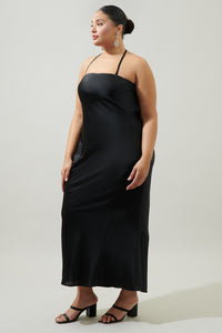 Infinite Strapless Open Back Satin Convertible Maxi Dress Curve