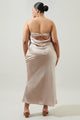 Infinite Strapless Open Back Satin Convertible Maxi Dress Curve