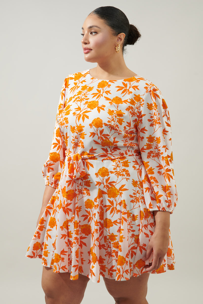 Manzanilla Floral Collins Godet Mini Dress Curve Sugarlips