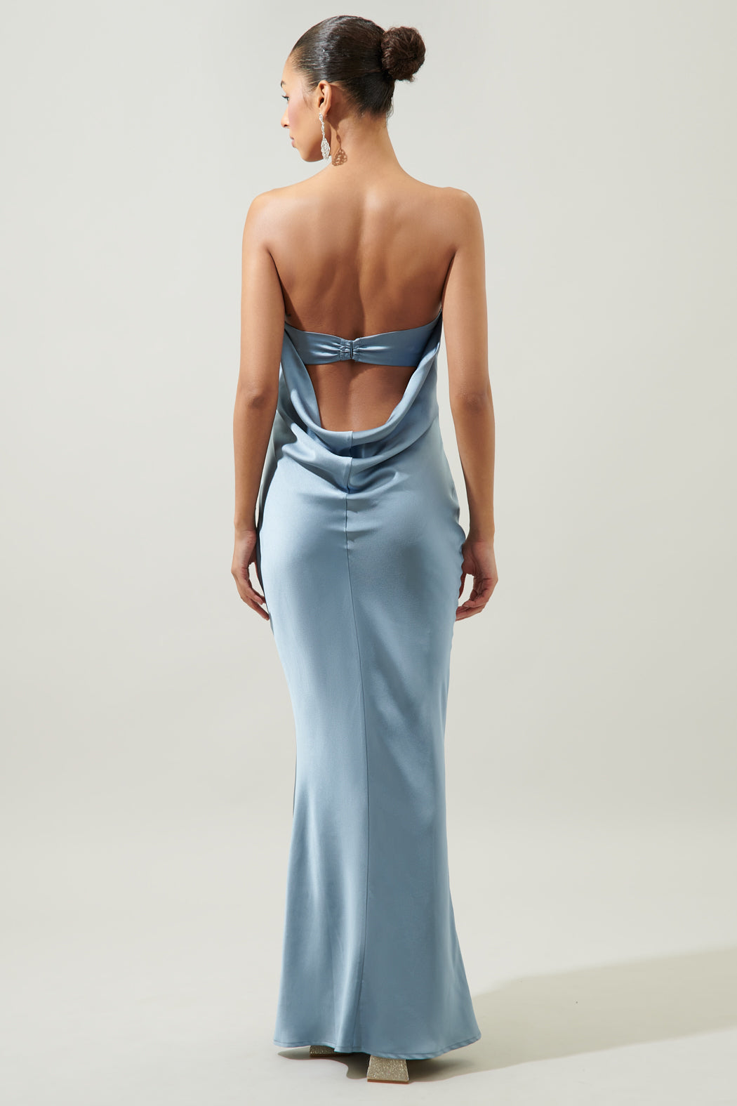 Infinite Strapless Open Back Satin Convertible Maxi Dress TAUPE / XS by Sugarlips Infinite Strapless Open Back Satin Convertible Maxi Dress TAUPE / XS by Sugarlips