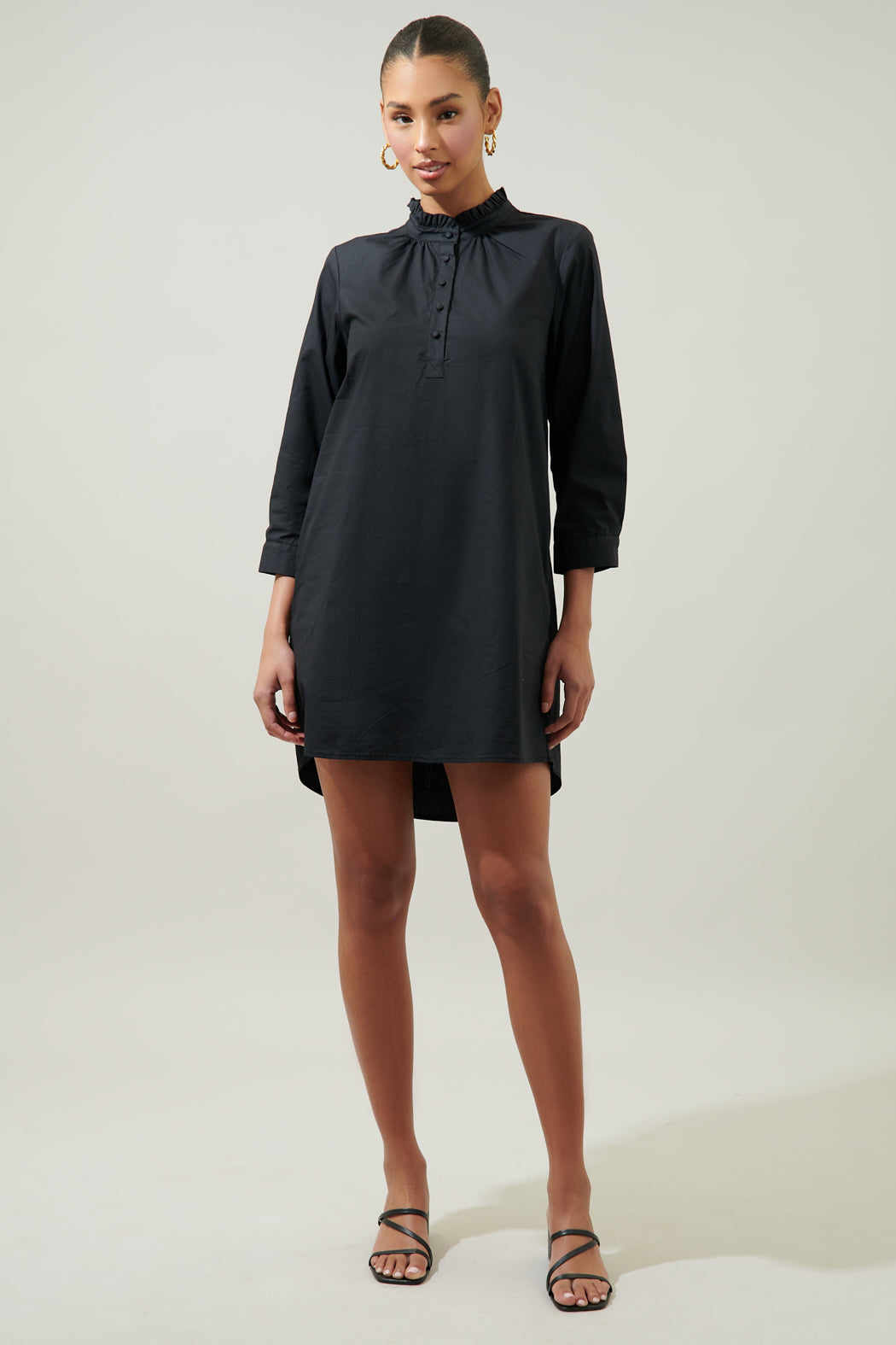 Camden Poplin Collared Shirt Dress Black / XL by Sugarlips Camden Poplin Collared Shirt Dress Black / XL by Sugarlips