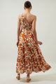 Marida Caramel Floral Smocked One Shoulder Lys Maxi Dress