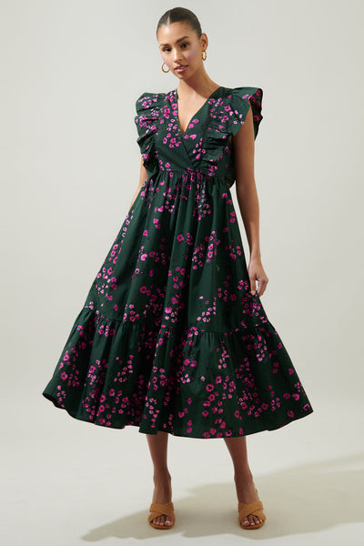 【関税込】PhaseEight ワンピース☆Linda Floral Midi Dress, Bl Purple Floral Chiffon Midi Dress With High Neck | Phase