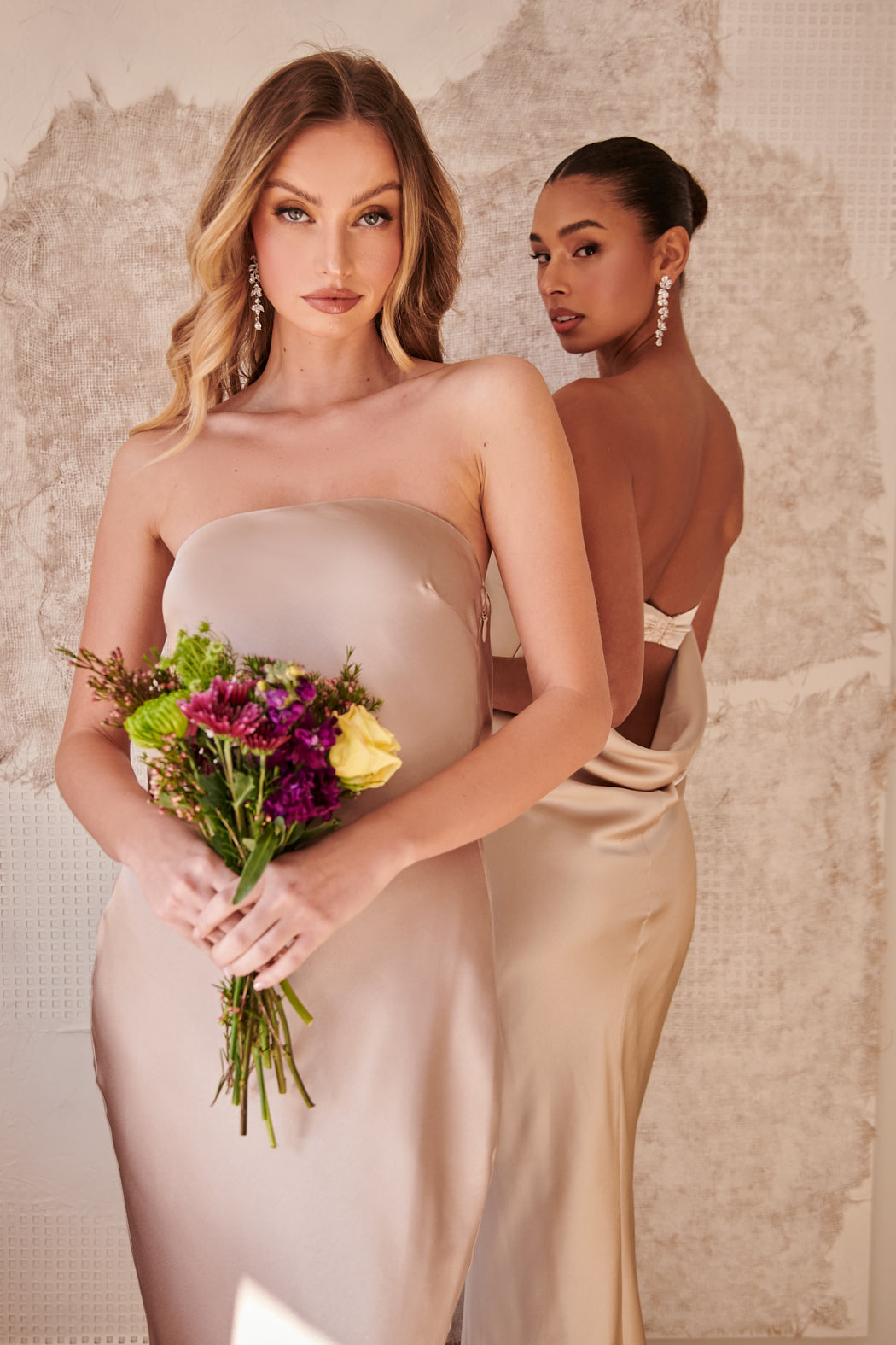 Infinite Strapless Open Back Satin Convertible Maxi Dress TAUPE / XS by Sugarlips Infinite Strapless Open Back Satin Convertible Maxi Dress TAUPE / XS by Sugarlips