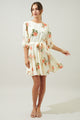 Morning Blush Floral Collins Godet Mini Dress