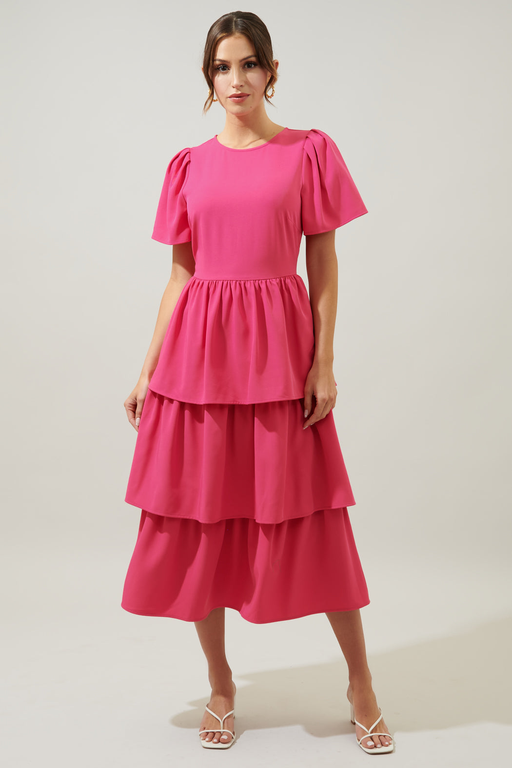 Sweet Nothing Tiered Midi Dress FUCHSIA / XS by Sugarlips Sweet Nothing Tiered Midi Dress FUCHSIA / XS by Sugarlips