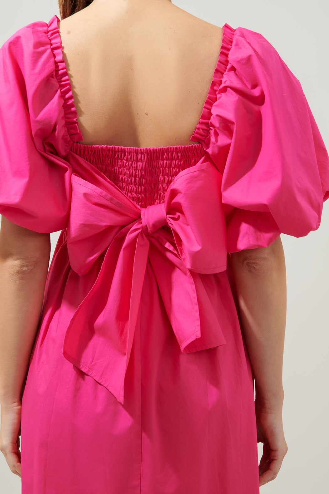 Marion Oversized Puff Sleeve Babydoll Mini Dress FUCHSIA / XS by Sugarlips Marion Oversized Puff Sleeve Babydoll Mini Dress FUCHSIA / XS by Sugarlips