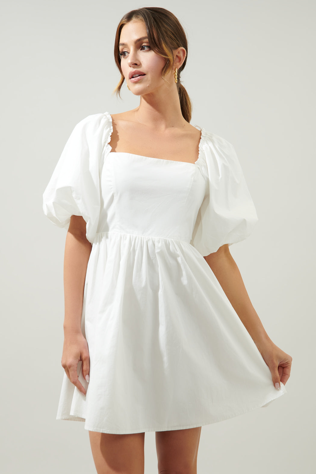 Marion Oversized Puff Sleeve Babydoll Mini Dress – Sugarlips