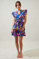 Esby Floral Strokes Marisol Tiered Mini Dress
