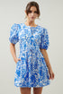Lover Girl Blue Floral Alba Puff Sleeve Mini Dress