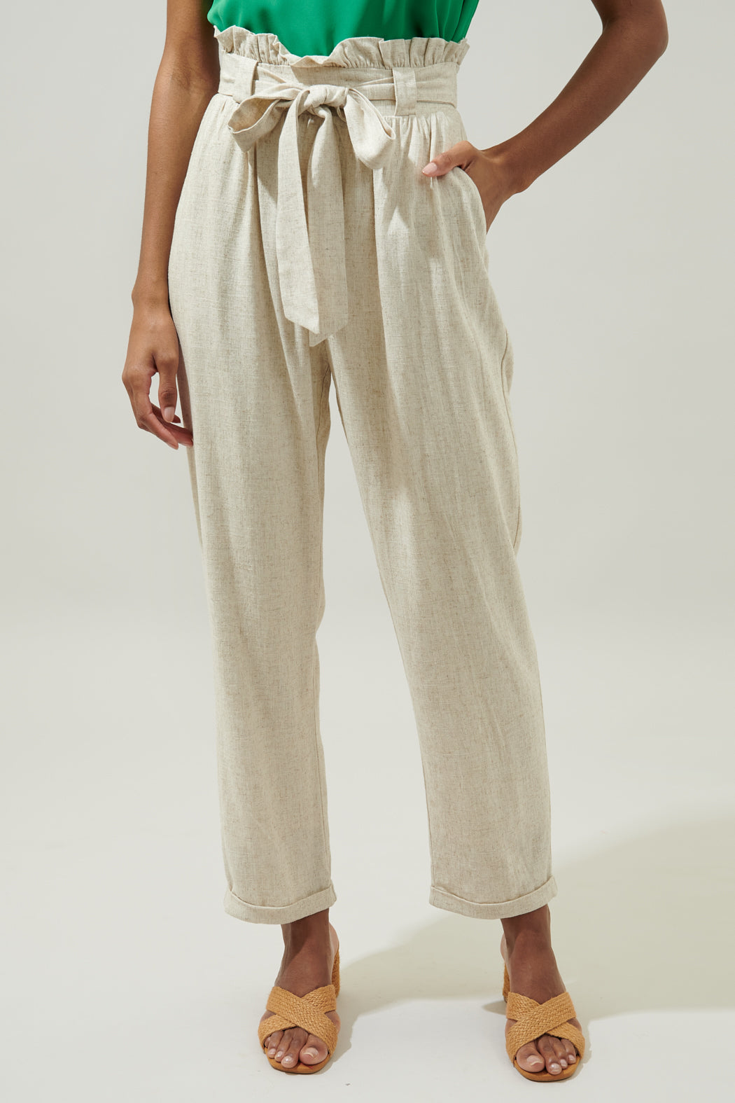 Coastliner Linen Paper Bag Pants – Sugarlips - Main Image