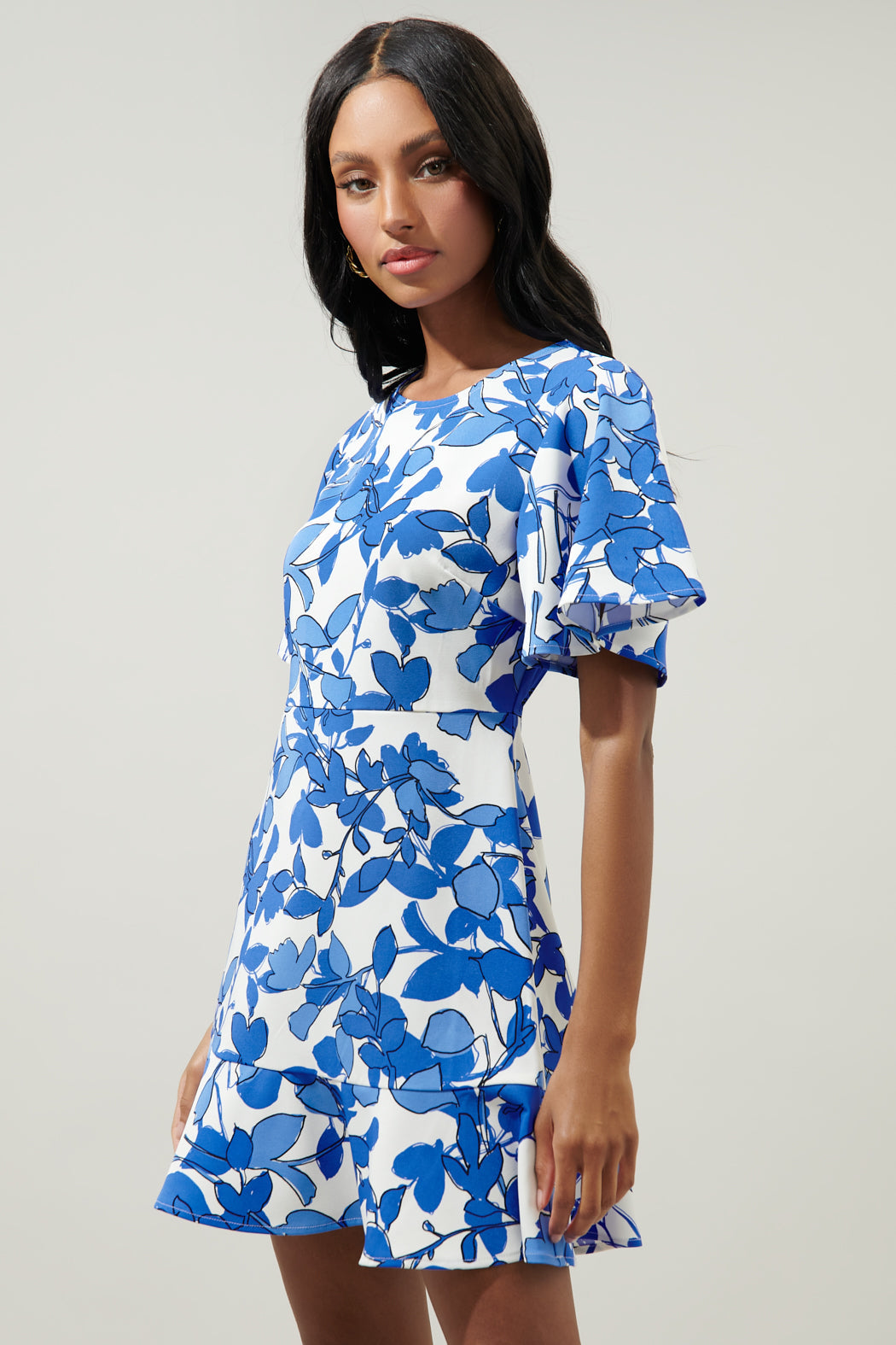 flouncy mini dress Jovana Floral Flouncy Mini Dress PINK-GREEN / XS by Sugarlips