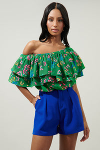 Ivana Floral Charmer One Shoulder Ruffle Top