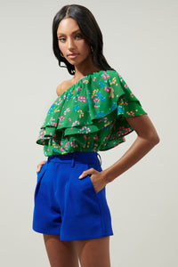 Ivana Floral Charmer One Shoulder Ruffle Top