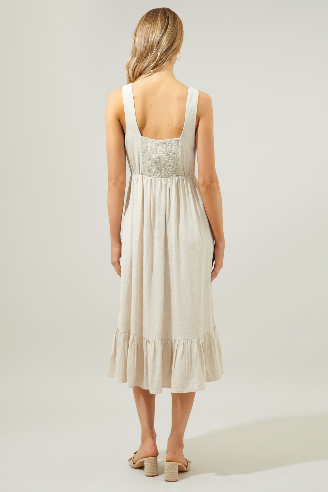 linen jumper dress Sunnyvale Linen Jumper Midi Dress – Sugarlips
