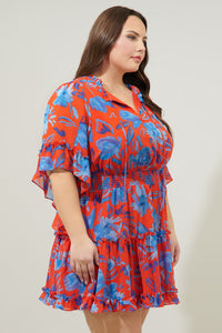 Mazie Floral Amorcito Bell Sleeve Mini Dress Curve