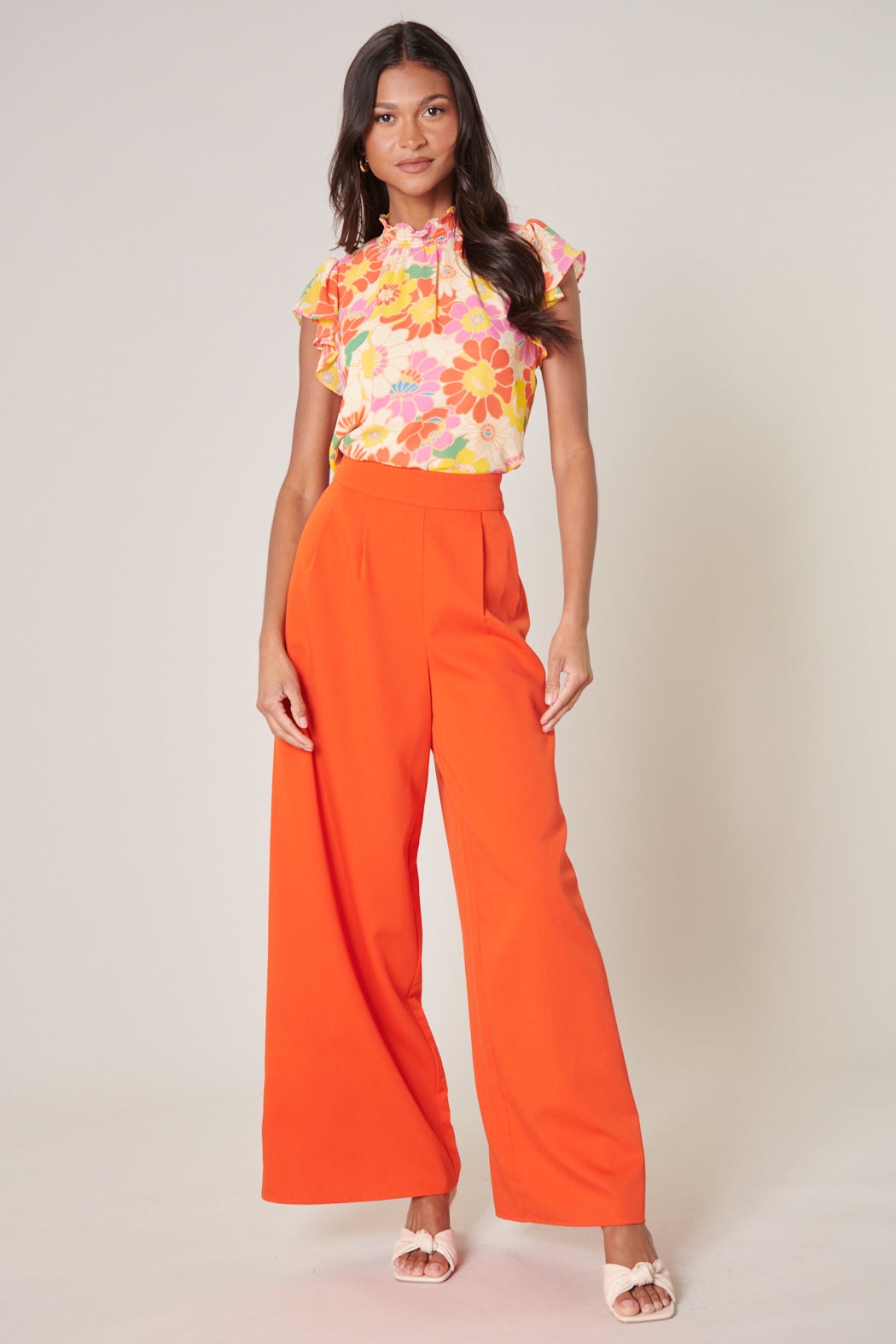Rheane Palazzo Pants for Women Orange Wide Leg Smocked High Waisted Beach  Trousers Flowy Trendy 2023 Fall (Burnt Orange S) at Amazon Women's Clothing  store