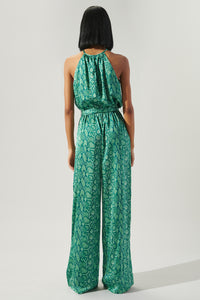 Gwendolyn Snake Print Lighthearted Trapeze Jumpsuit