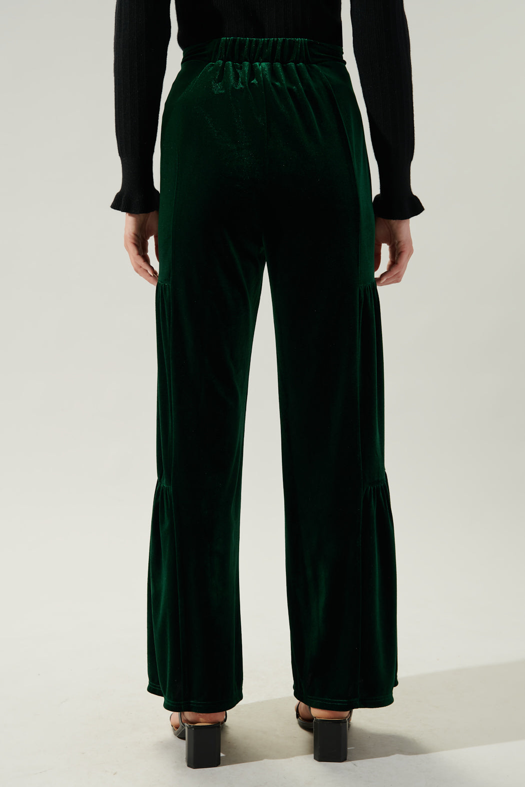 Everson Velvet Tiered Wide Leg Pants – Sugarlips - Main Image