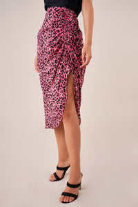 Lilian Pink Leopard Midi Skirt