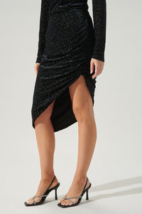 Midnight Prowl Asymmetrical Ruched Skirt