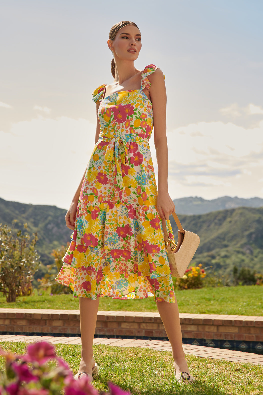 Oasis Floral Guayana Ruffle Tiered Midi Dress Oasis Floral Guayana Ruffle Tiered Midi Dress