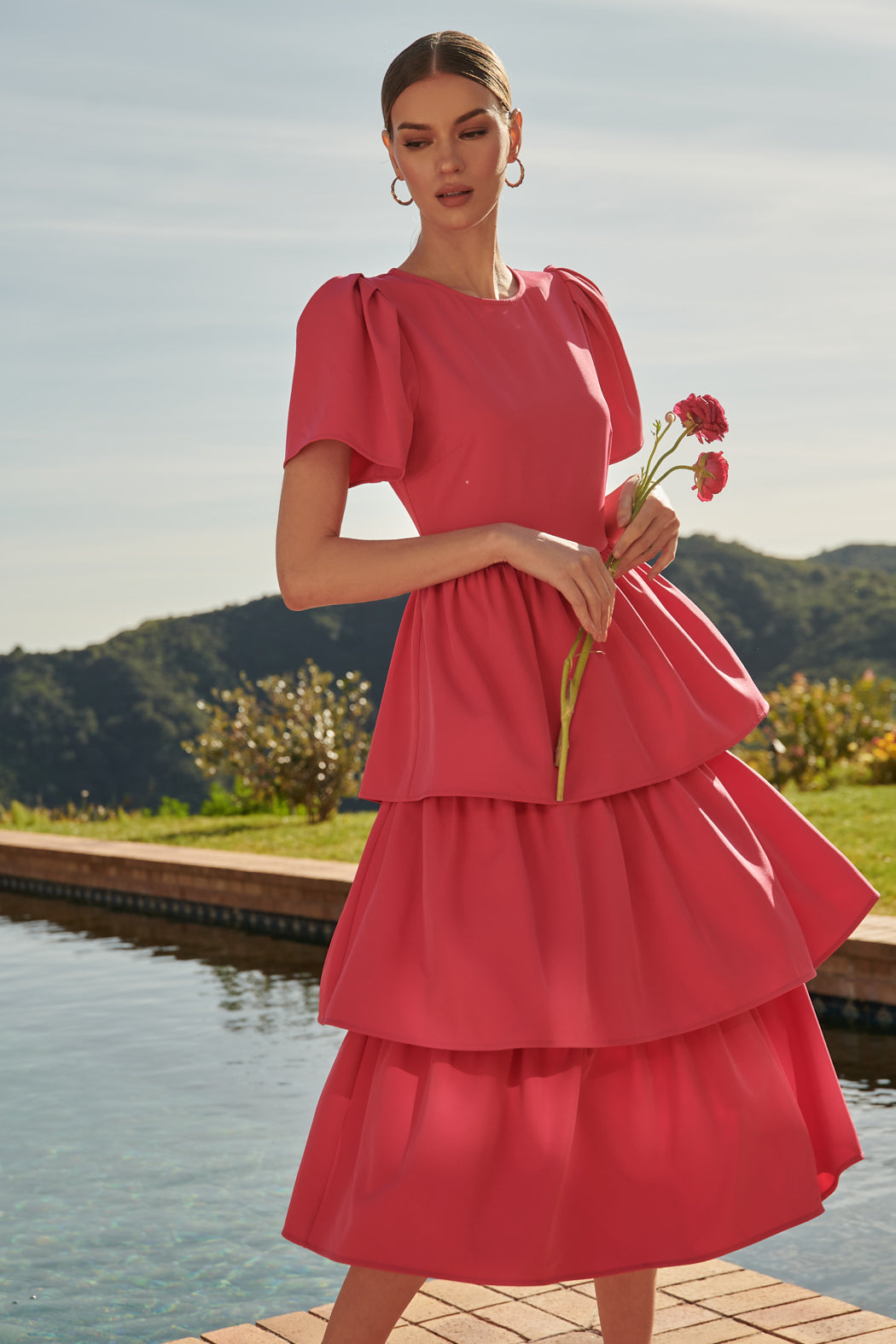 Sweet Nothing Tiered Midi Dress FUCHSIA / XS by Sugarlips Sweet Nothing Tiered Midi Dress FUCHSIA / XS by Sugarlips