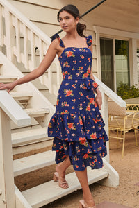 Roseanne Floral Guayana Ruffle Tiered Midi Dress