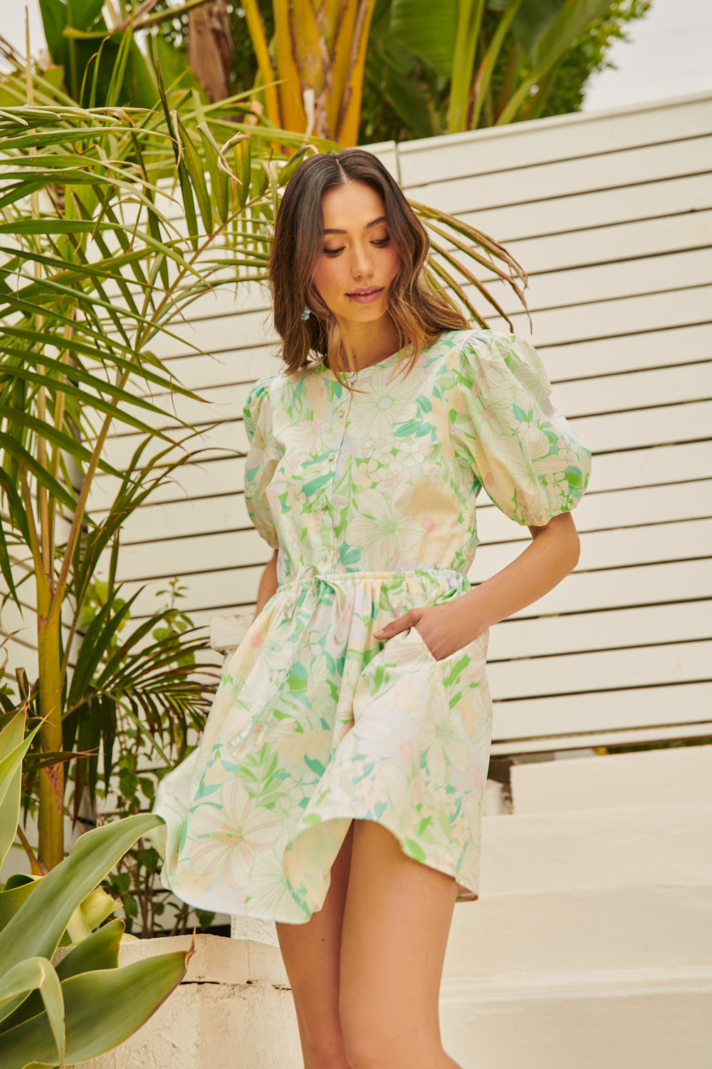floral casual mini dress Blue Floral Mini Casual Summer Dress Blue Floral / Small