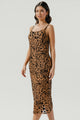 Cale Leopard Print Velvet Midi Dress