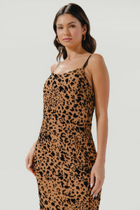 Cale Leopard Print Velvet Midi Dress