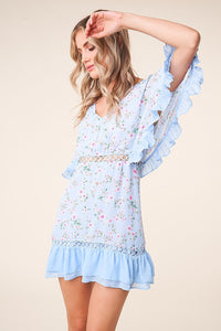 Love Story Floral Cape Sleeve Dress