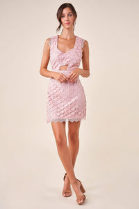 Aperol Sunset Cut Out Lace Mini Dress