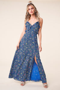 Blossoming Floral Open Back Maxi Dress