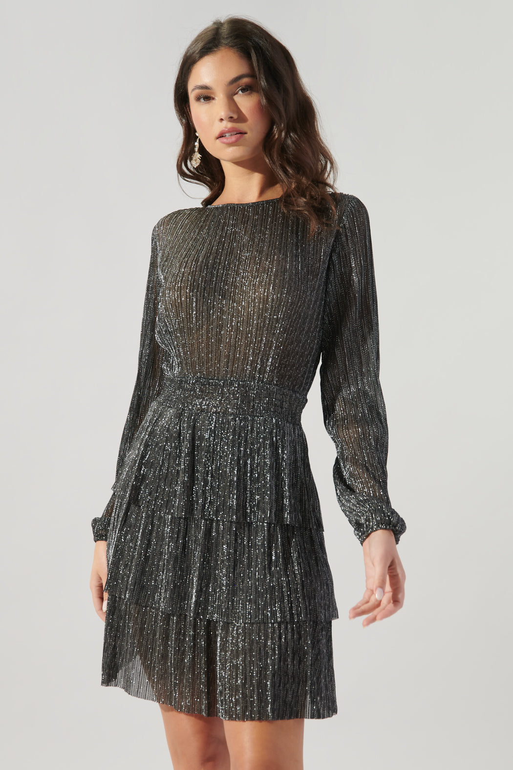 Cheryl Silver Stripe Layered Dress Sugarlips Cheryl Silver Stripe Layered Dress Sugarlips