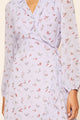 Love Bird Lavender Floral Print Midi Wrap Dress