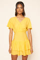 Canary Yellow Short Sleeve Ruffle Mini Dress