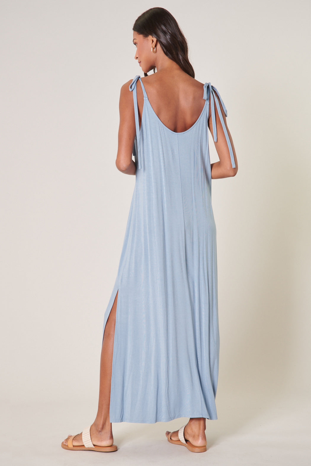 Verona Tie Strap Jersey Knit Maxi Dress Verona Tie Strap Jersey Knit Maxi Dress