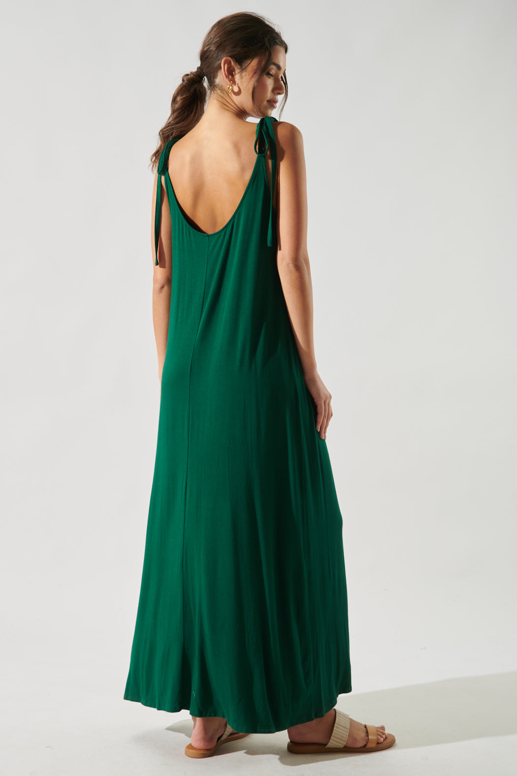 Verona Tie Strap Jersey Knit Maxi Dress Verona Tie Strap Jersey Knit Maxi Dress