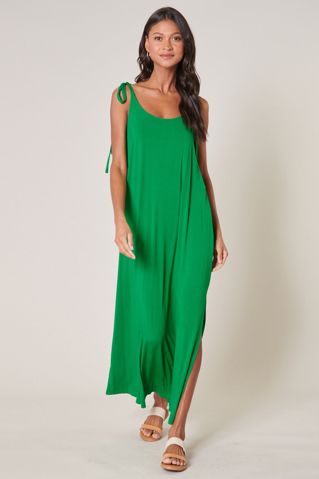 Verona Tie Strap Jersey Knit Maxi Dress Verona Tie Strap Jersey Knit Maxi Dress