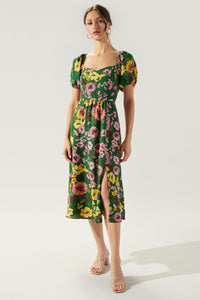 Everly Floral Alessi Puff Sleeve Midi Dress