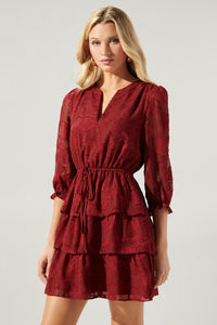 Yours Truly Floral Burnout Ruffle Layer Dress