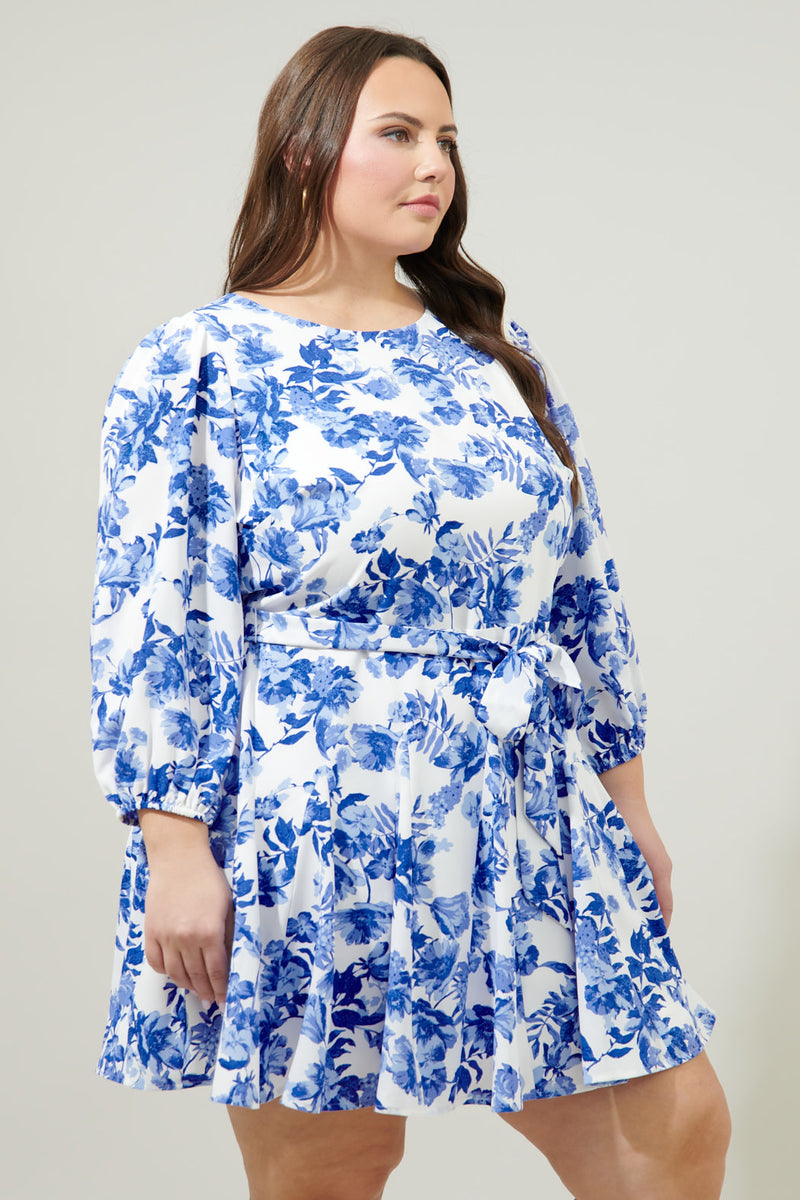 Sorbet A Line Mini Dress Blue